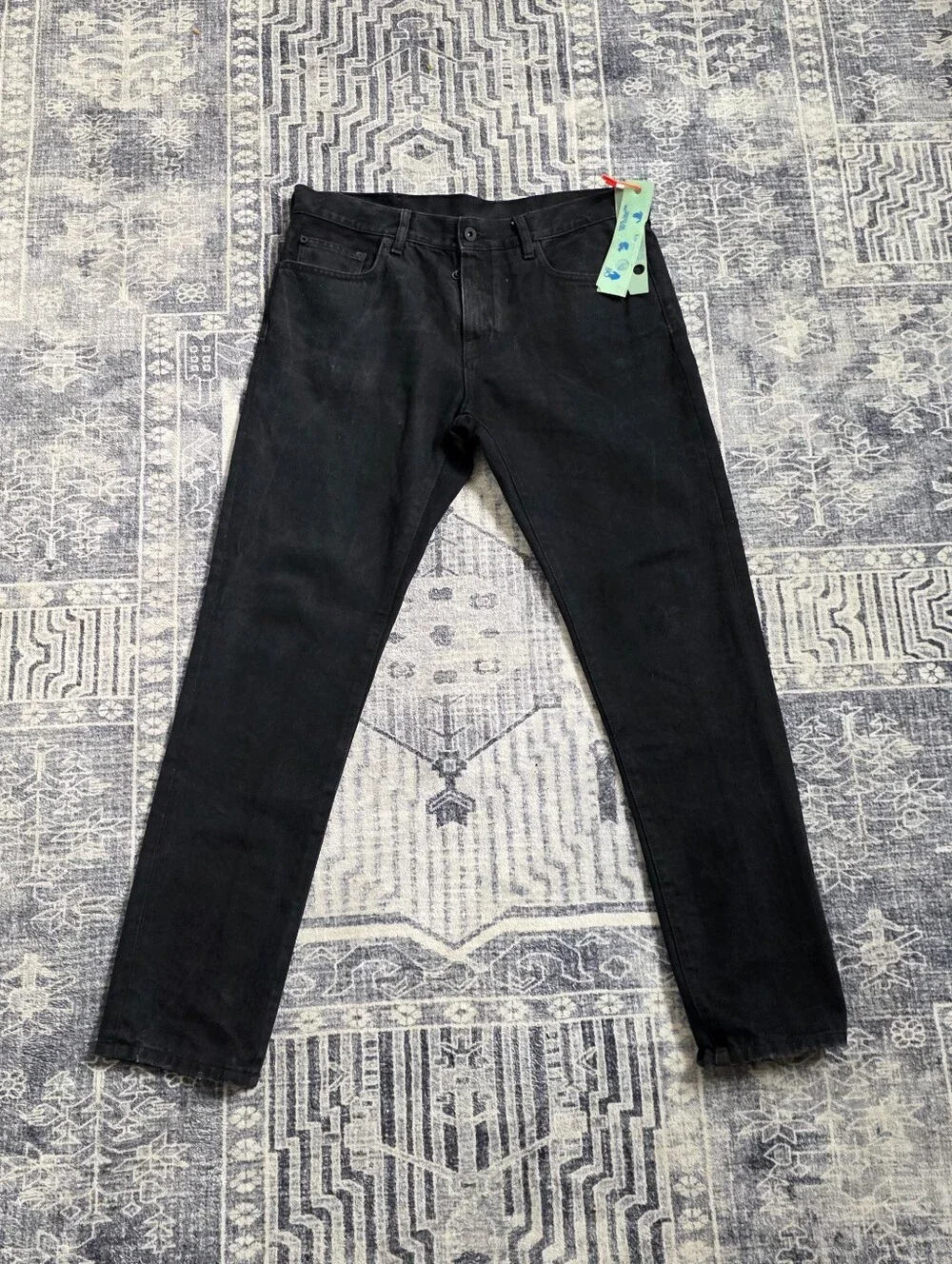 Off-White c/o Virgil Abloh 2013 Black jeans faded Denim hang tag Men's Size 33